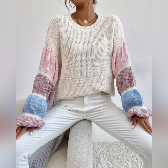 Gathered Sleeve Drop Shoulder Sweater - Picture 3 of 8